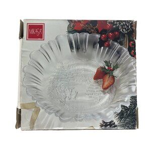 Mikasa Winter Dreams 10.75" Bowl Frosted Glass Christmas
